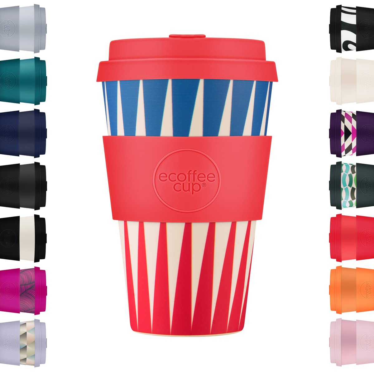Ecoffee Cup 14oz 400ml Reusable Eco-Friendly 100% Plant Based Coffee Cup with Silicone Lid & Sleeve - Melamine Free & Biodegradable Dishwasher/Microwave Safe Travel Mug, Dale Buggins