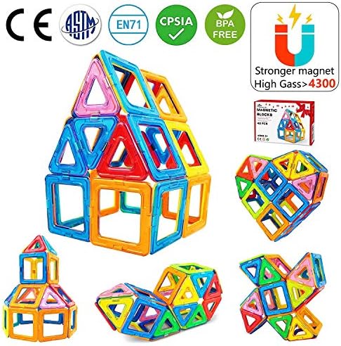 Jasonwell 42Pcs Magnetic Tiles Building 