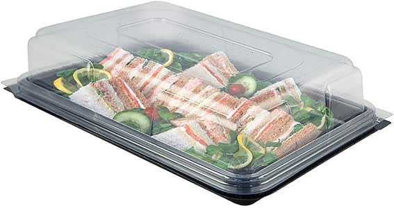 10 Grande Rectangular Bandejas de Comida con Tapa Extraíble, 45cmx35cm