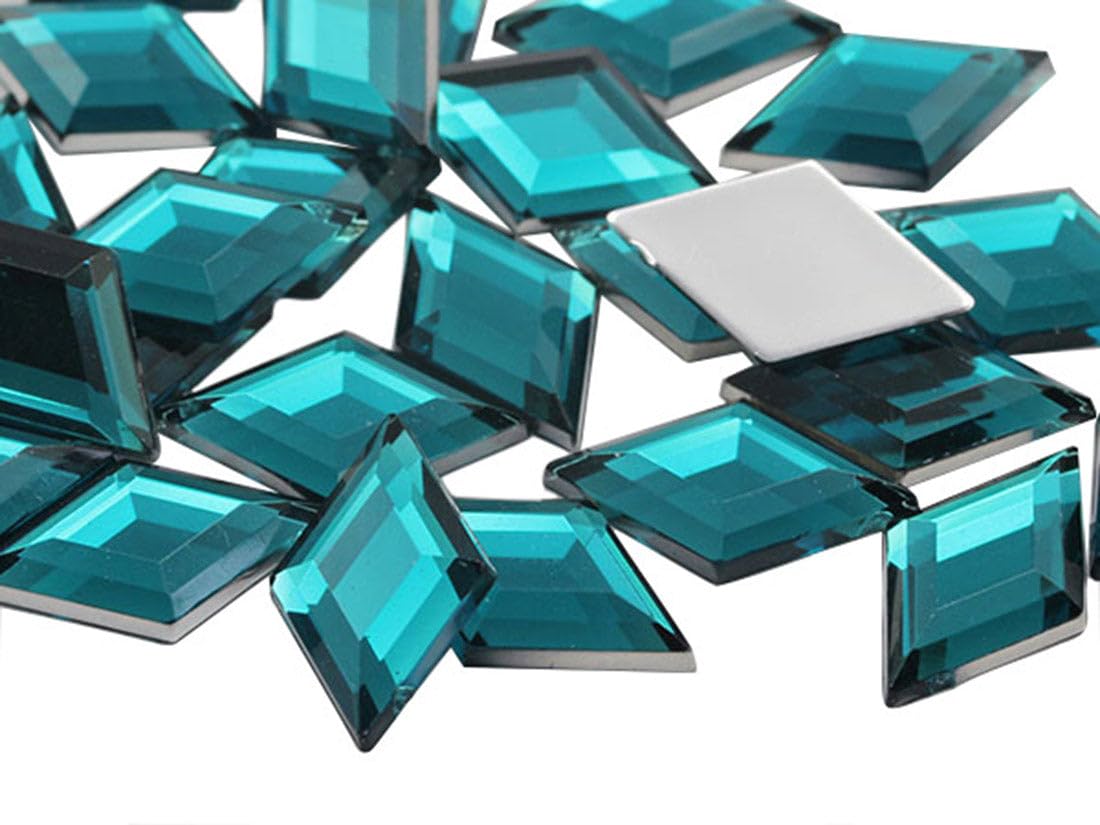 11x18mm Flat Back Diamond Acrylic Rhinestones Plastic Gems for Jewelry Making Costume Jewels Cosplay Embelishments - 35 Pieces (Blue Aqua H122)