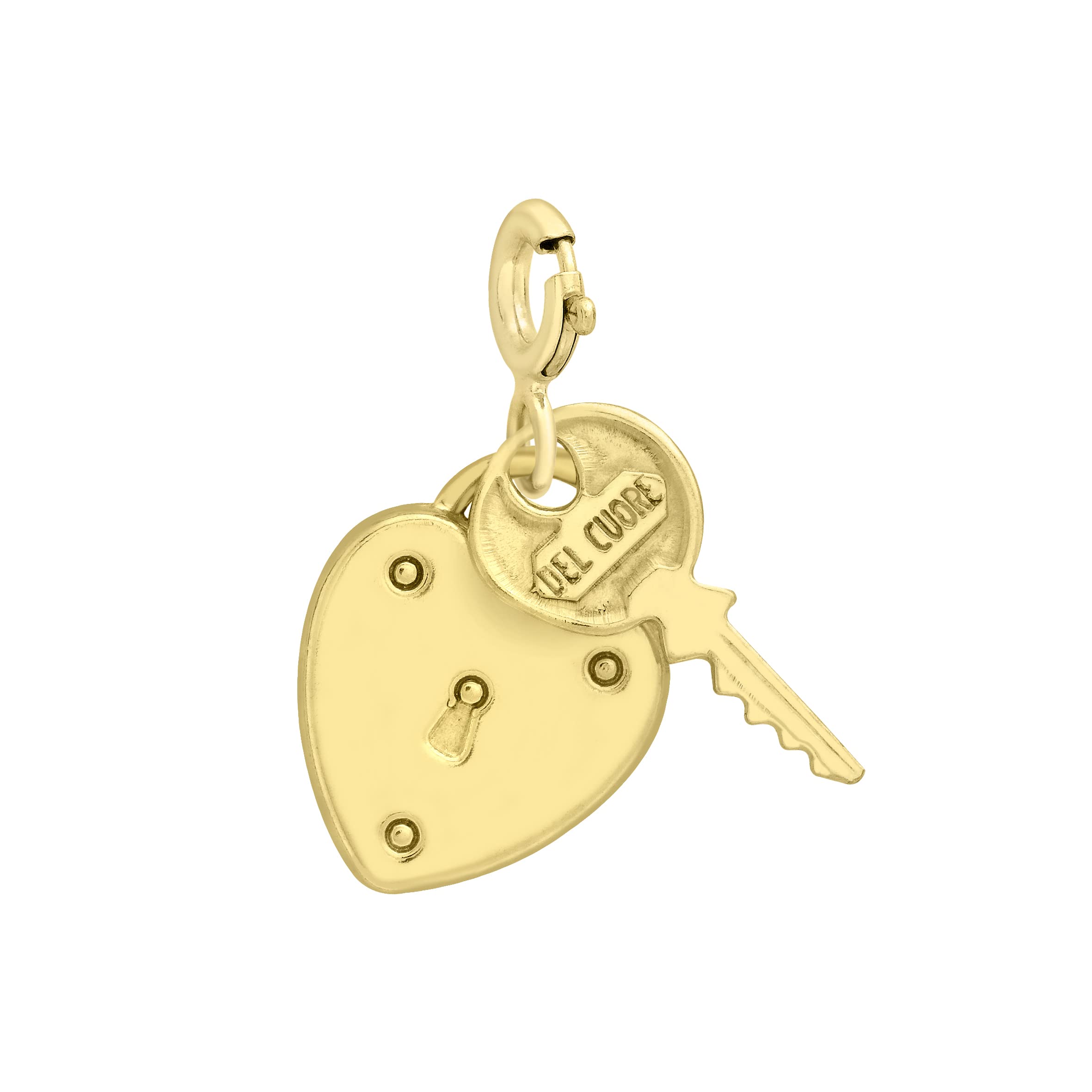 CARISSIMA Women's 9ct Yellow Gold Heart Lock and Key Charm