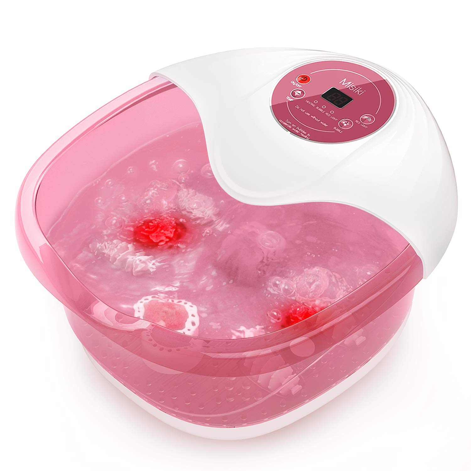 Foot Spa Misiki Foot Bath Massager with Heat Bubbles Vibration and Auto Shut-Off, 4 Massage Rollers and Pedicure Stone for Acupressure Shiatsu Massage to Relieve Feet Muscle Pain …: Beauty