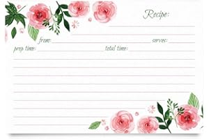 Jot & Mark Floral Recipe Cards 4x6 | Double Sided Thick Cardstock, 50 Count (Pink Peonies)