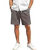 KOMENTIR Men's 7 Inch Inseam Casual Shorts Elastic Waist Drawstring Lightweight Summer Shorts with Pockets