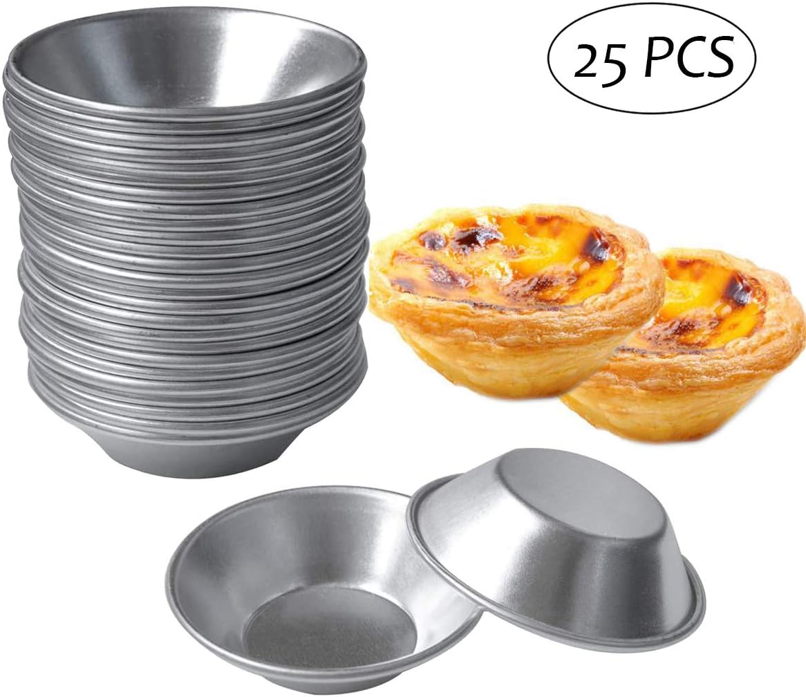 SPWOLFRT 25 Pack Egg Tart Molds Tiny Pie Tartlets Dessert