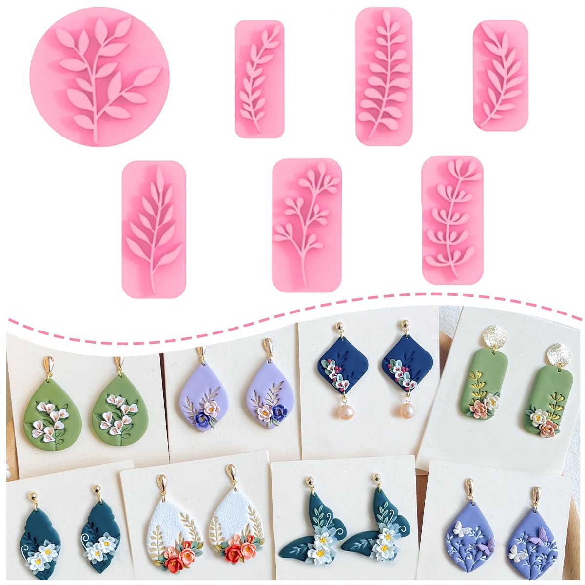 KEOKER Clay Stamps - 7 Shapes for Polymer Jewelry Making, Works with Polymer Tools