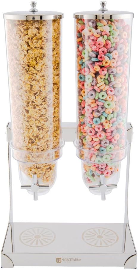 Cereal Dispenser, Dry Food Dispenser - 3 Liter - Two Compartments - Stainless Steel Body - 1ct Box - Met Lux - Restaurantware: Kitchen & Dining