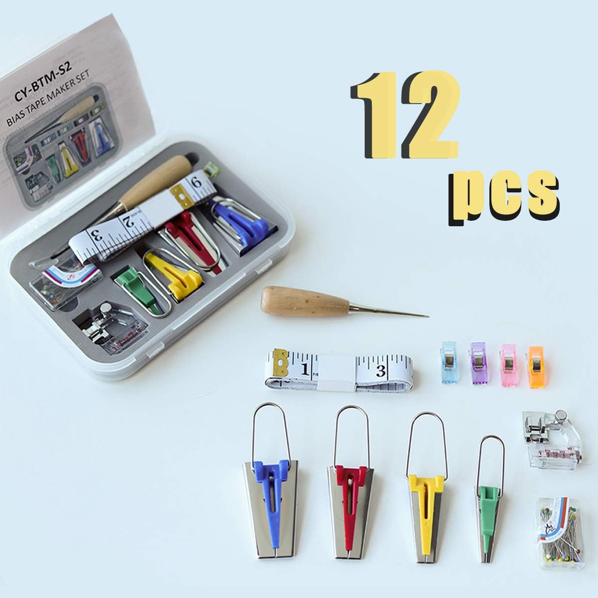 Cost Effective Bias Tape Makers Kit 12 In 1 Single Double Fold Sewing Bias Tape Maker Set Binding Tools For Quilting Bias Tape Maker Tool Set Of 4 Sizes Diy Patchwork Sewing Accessories Tools Set