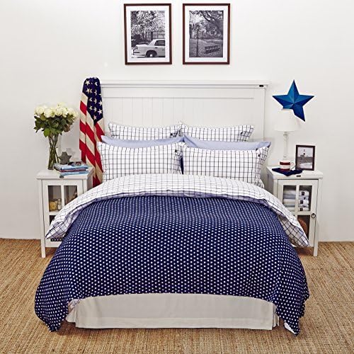 Lexington Icons Pin Point Shaker King Duvet Cover, Navy/White by Lexington