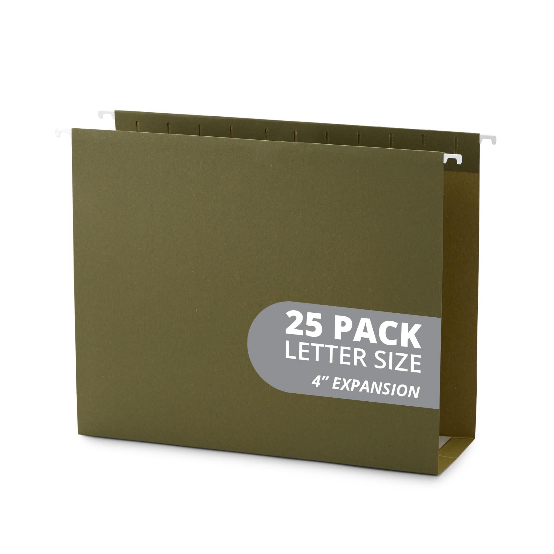 Photo 1 of Blue Summit Supplies Extra Capacity Hanging File Folders, 25 Reinforced Hang Folders, Heavy Duty 4 Inch Expansion, Designed for Bulky Files and Charts, Letter Size, Standard Green, 25 Pack