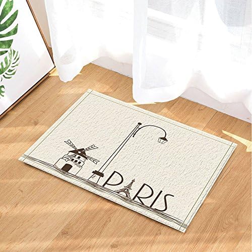 HiSoho Creative Advertisement Decor Paris for Traveling with Eiffel Tower Bath Rugs Non-Slip Doormat Floor Entryways Indoor Front Door Mat Kids Bath Mat 15.7x23.6in Bathroom Accessories
