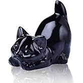 WUYOUSHI Natural Obsidian Cat Decor Statue Crystals and Healing Stones Cat Figurine Polished Gemstones Bedroom Office Desk Home Decoration A Lucky Decoration for Cat Lover