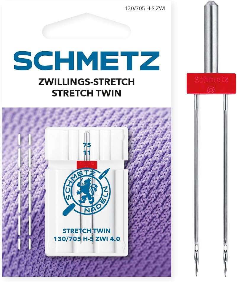 Schmetz Stretch Twin Sewing Machine Needles 4.0/75 2 Pack ZWI 130/705
