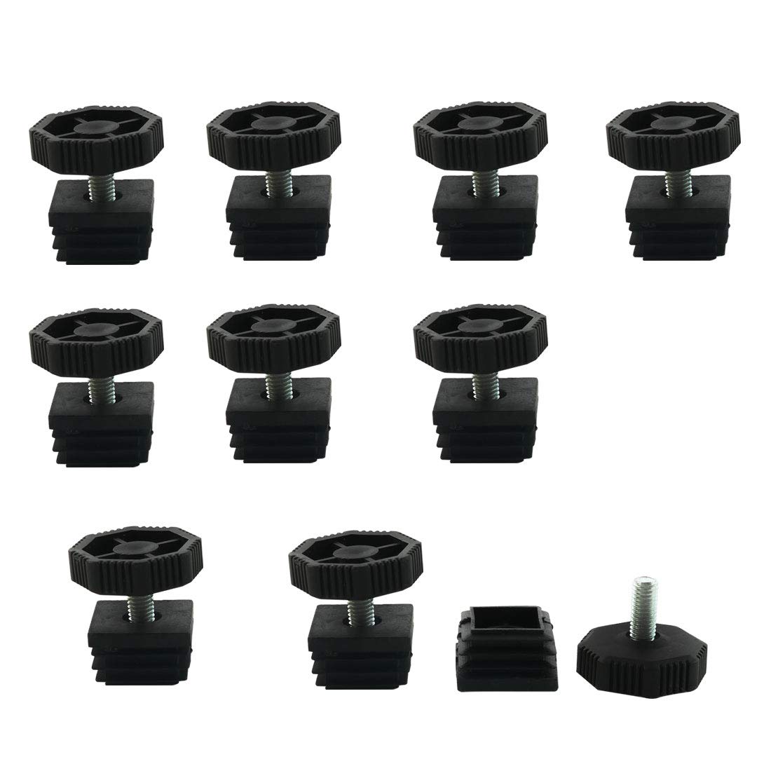 sourcing map Leveling Feet 30 x 30mm Square Insert Adjustable Furniture Leg 10 Sets