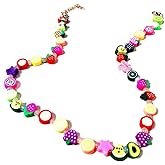 Rainbow Layered Flower Choker Necklace for Women Chunky Link Chain Handmade Bohemian Colorful Pearl Bead Turquoise Choker Cute Summer Beach Jewelry