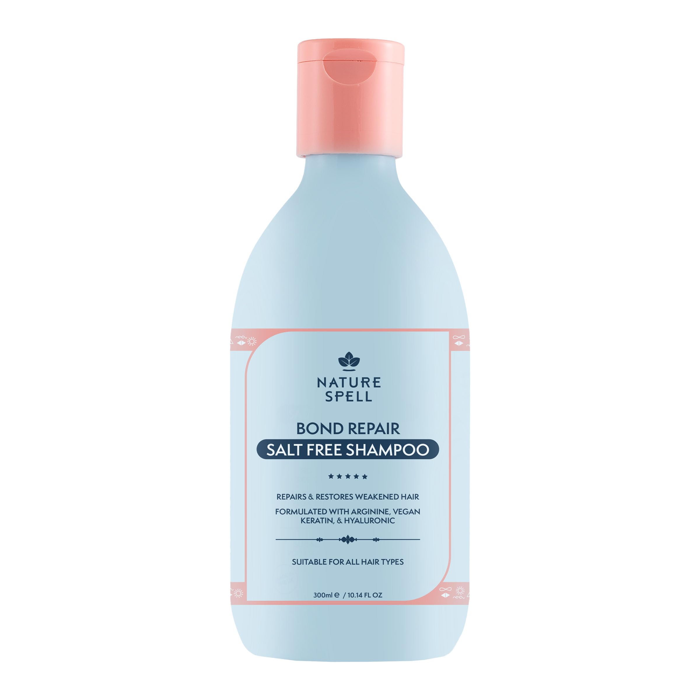 Nature Spell Bond Repair Shampoo, Protecting and Repairing Damaged Hair, Enriched with Arginine, Keratin and Hyaluronic Acid, Vegan, 300ml