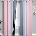 Pink and Grey Blackout Curtains 84 inch Length,Ombre Full Room Darkening Window Curtains for Living Room,Grommet Thermal Insulated Drapes,Light Blocking Curtains for Girls Bedroom,52x84 Inch, 2 Panels