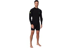 EcoStinger Men Sunsuit Bodysuit Long Sleeves UV Protection Swimwear UPF50+ Chlorine Resistant Black