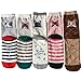 IMAXSELL 5 Pairs Womens Novelty Colorful Cute Animal design Girls Cartoon Cotton Casual Comfortable Crew Socks