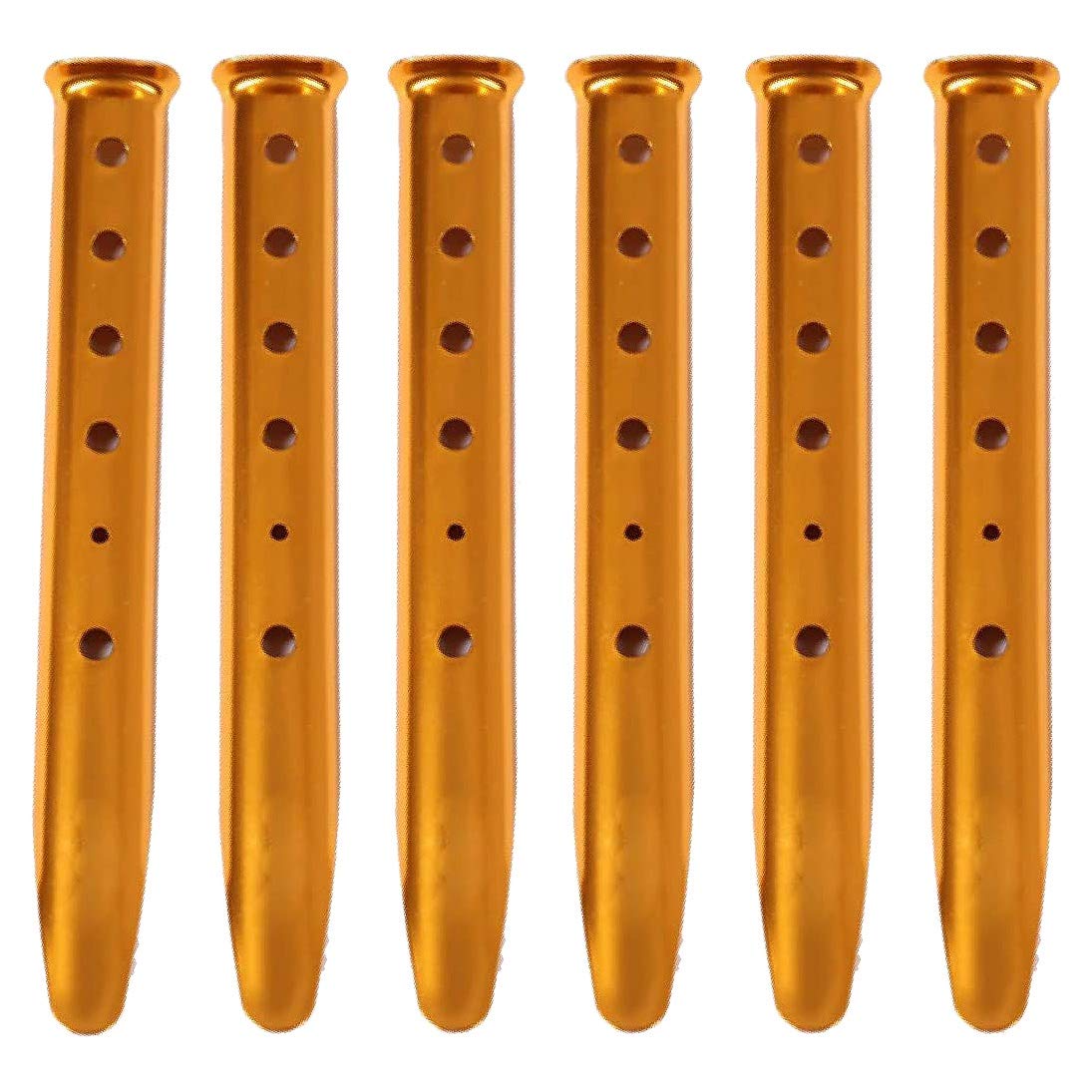 Hacbop 6Pcs Snow and Sand Tent Stakes Pegs Aluminum Alloy U-Shaped Pegs Tent Nails Lightweight for Camping Hiking Backpacking, Gold