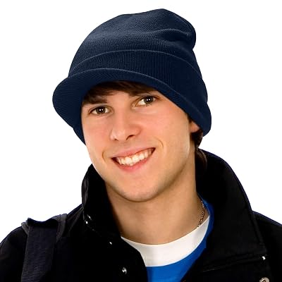 Buy Knit Hat with Visor Warm Cozy Plain 