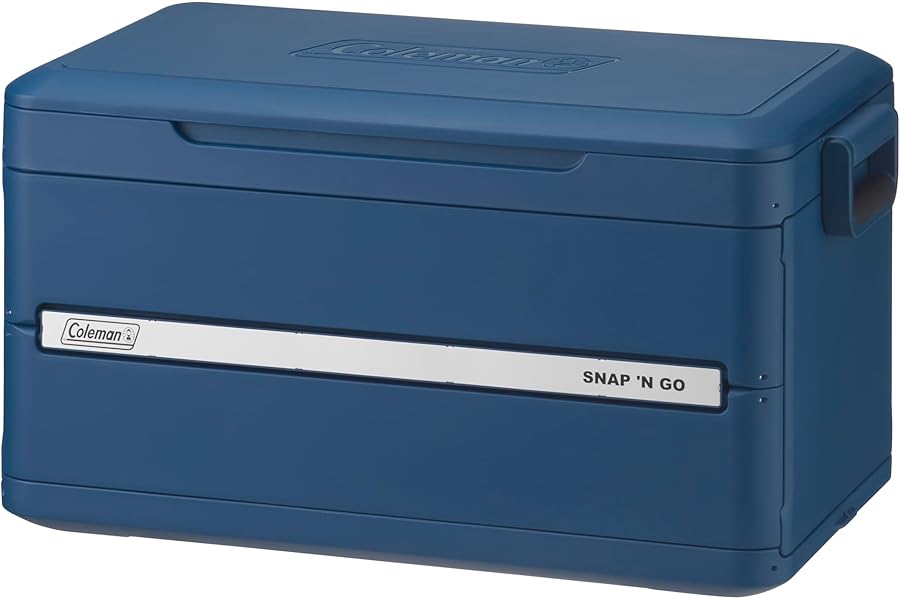 Coleman Snap 'N Go 45-Quart Collapsible Hard Cooler, Portable Hard-Sided Cooler with Waterproof Removable Liner, Spacing-Saving & Quick Set Up, 55 Hours Cold, Sapphire Blue