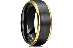 King Will Mens Women 8mm Rose Gold/Gold/Black Plated Tungsten Carbide Ring Wedding Band Matte Finish Comfort Fit