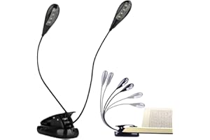 Music Stand Light Clip On 5000-6000K Music Stand Light with Flexible Neck & 8 LED USB/Battery Powered Clip On for Reading, Pi