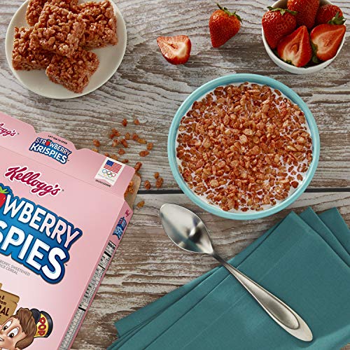 Rice Krispies Kellogg's Strawberry Krispies, Breakfast Cereal, A Good Source of 11 Vitamins and Minerals, 11.5oz Box