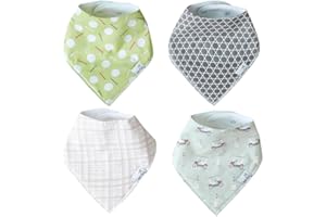 Copper Pearl 4 Pack Soft Cotton Baby Bibs for Drooling and Teething, Absorbent Drool Bibs for Baby Girl and Boy, Adjustable to Fit Newborns to Toddlers, Tons of Styles (Bogey)