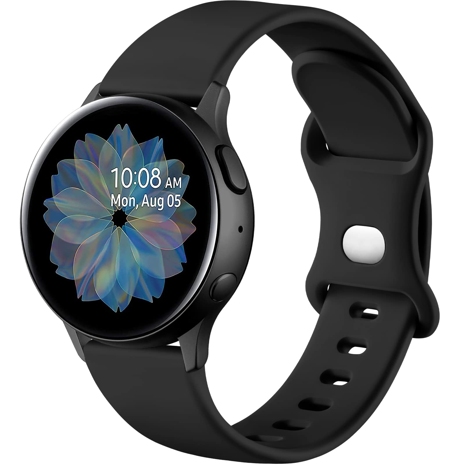Mastten 20mm Strap Compatible With Samsung Samsung Galaxy Watch Straps 4/5/6/7 40mm 44mm, Soft Silicone Replacement Watchband for Galaxy Watch FE/Galaxy Watch Active 2 40mm/44mm, Black Sport Strap