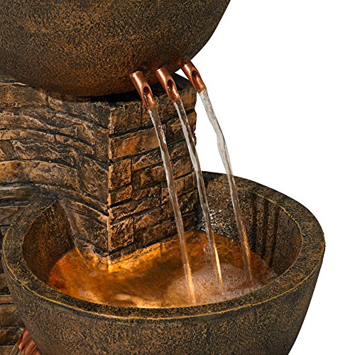 John Timberland Mason Outdoor Floor Water Fountain Three Bowl Floor Cascade 35" for Yard Garden Lawn John Timberland Mason Outdoor Floor Water Fountain Three Bowl Floor Cascade 35" for Yard Garden Lawn
