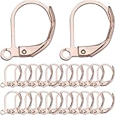 SUNNYCLUE 1 Box 60Pcs Leverback Earring Findings Rose Gold Stainless Steel Earring Hooks Lever Back Ear Wires Leverbacks French Earring Hooks Hypoallergenic Dangle Earwire for Jewelry Making Supplies