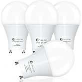 evelor GU24 LED Light Bulbs,60 Watt Equivalent,Daylight White 5000K,4 Packs | Efficient 9W,Non-Dimmable,800 Lumens Twist and Lock 2 Prong Light Bulbs,15000 Hours,Ideal for Kitchen,Living Room,Bedroom