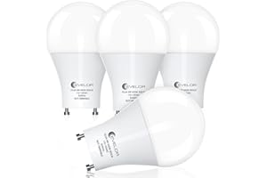evelor GU24 LED Light Bulb,60 Watt Equivalent Daylight White 5000K,Non-Dimmable,Efficient 9W,800 Lumens Twist and Lock 2 Prong Light Bulbs,15000 Hours,Ideal for Kitchen,Living Room,Bedroom, 4-Packs