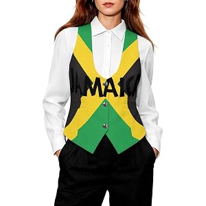 Jamaican Flag Jamaica Women's Suit Vest Top | Sleeveless Button Wasitcoat Fromal Blazer for Work Office