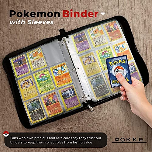 Pokke Pokemon Binder with Sleeves 9 Pocket Pokemon Card Holder Binder