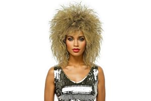 Luvfamday Short Blonde Curly Wig Mullet Blonde Brown Wig with Dark Roots 70s 80s Rocker Wig Two Tone Layered Wig Cosplay Costume Wigs Women Men