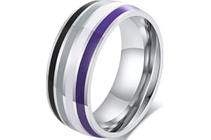 Nanafast 8mm Stainless Steel Enamel Rainbow LGBT Pride Ring for Lesbian & Gay LGBTQ Pride Wedding Engagement Band