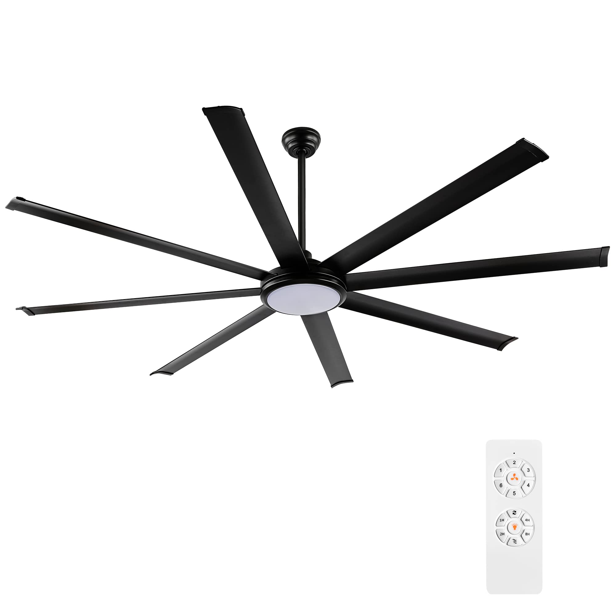 Photo 1 of WINGBO 80" Ceiling Fan with Lights and Remote Control, Matte Black Ceiling Fan with 3 Downrod, 8 Reversible Blades, 6-Speed DC Motor, Modern Ceiling Fan for Kitchen Bedroom Living Room