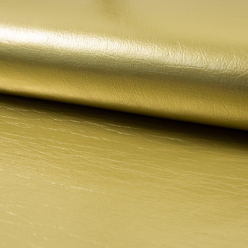 Aluminium Effect Faux Leather Fabric – Gold by 50 cm