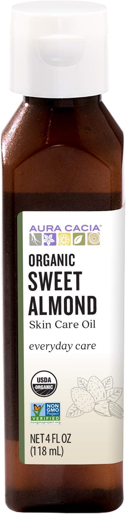 Aura CaciaOrganics Skin Care Oil Sweet Almond, 4 OunceUSDA Organic