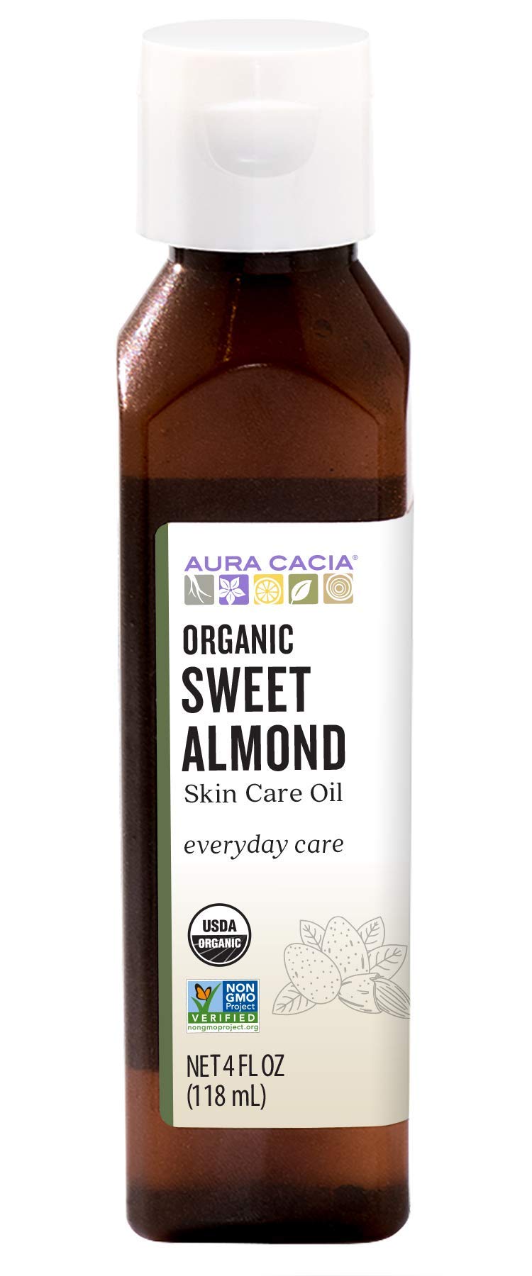 Aura CaciaOrganics Skin Care Oil Sweet Almond, 4 OunceUSDA Organic