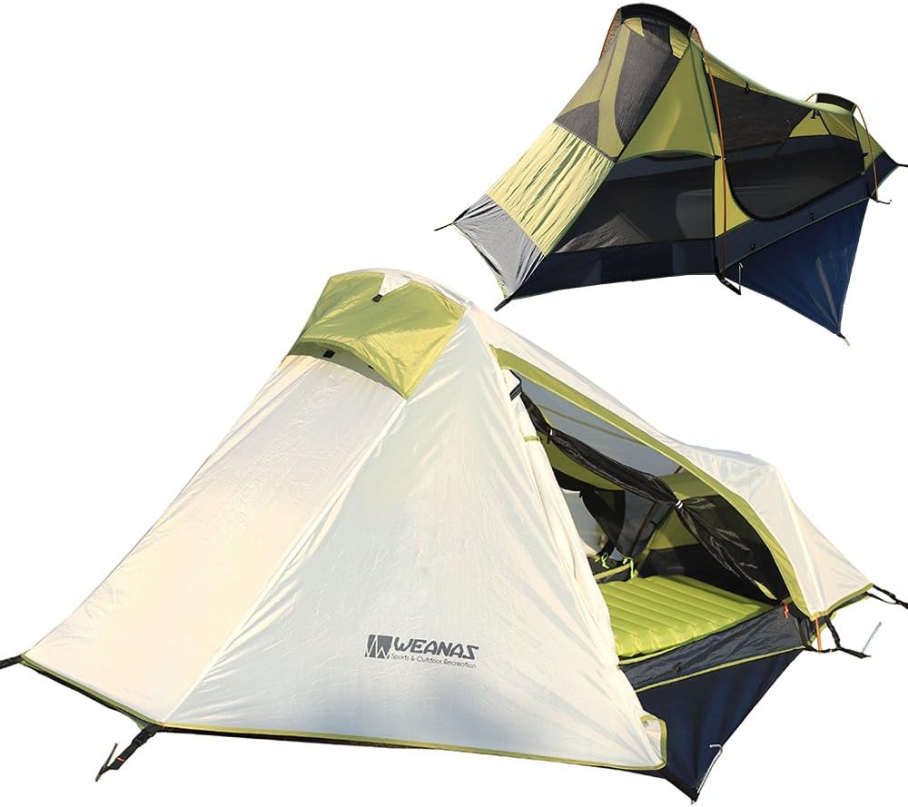 Weanas One Person Tent, Single Bivy Backpacking Tent - Extra Size Lightweight 3 Season Tent with Gear Storage Footprint for Camping, Hiking, Traveling