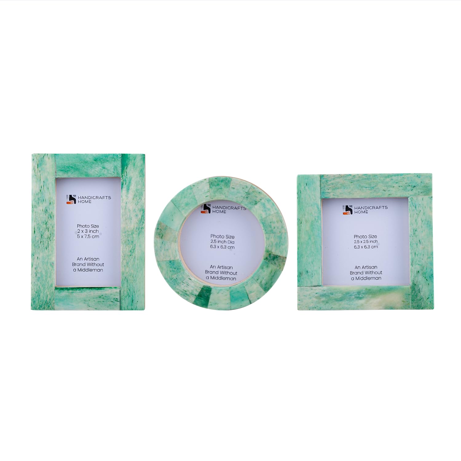 Handicrafts Home Small Green Picture Frames Set of 3, Mini Frames for Baby Photos Nursery Decor & Kids Room Decor, Victorian Decor for Gallery Wall and Tabletop, Ultrasound Keepsake, Mini Frames Gifts