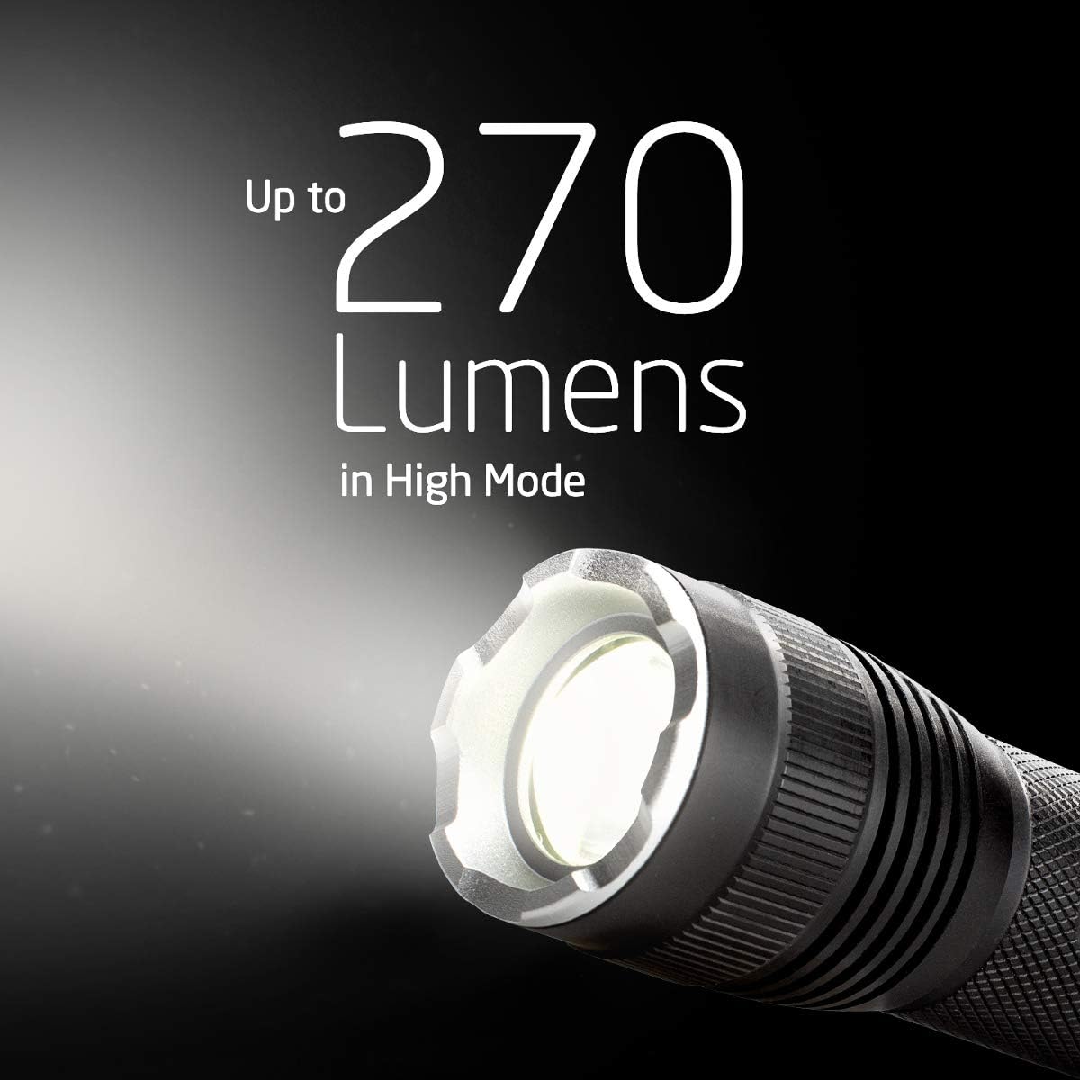 EVEREADY LED Tactical Flashlight, IPX4 Water Resistant EDC Flashlight, Super Bright High Lumens, Zoomable, 3 Light Modes, Heavy Duty Metal Body, Lanyard Included