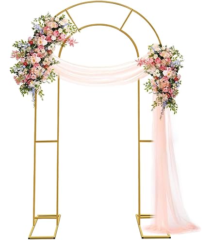 thumbnail image 2 of Set Of 2 Wedding Arch Cover 2-Sided Round Top Spandex Fitted Arch... 2 of 12