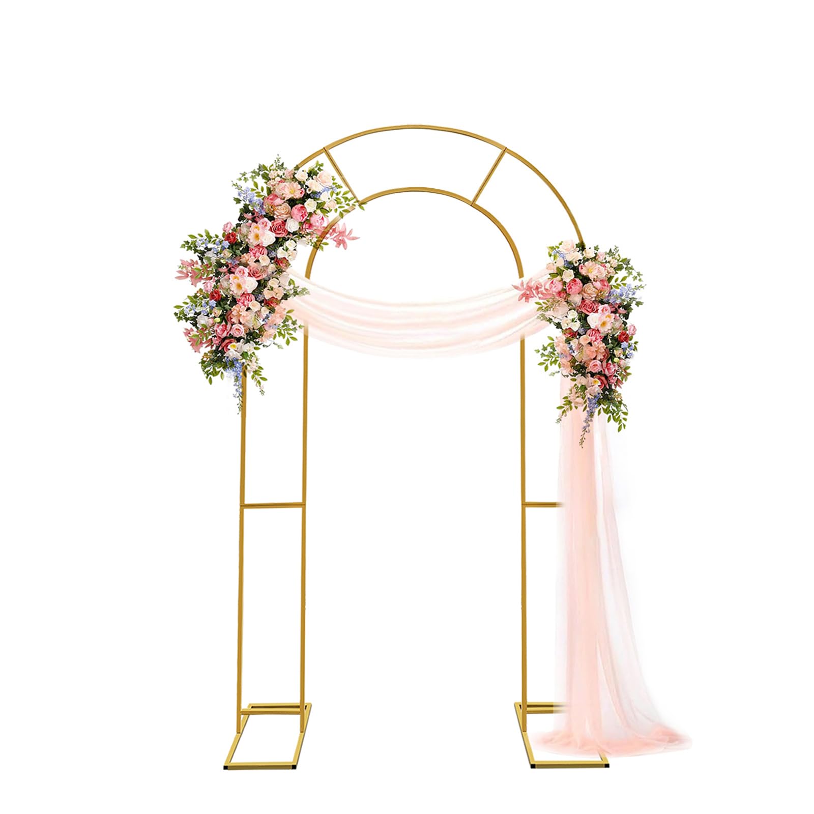 Photo 1 of ZpigToor Double Arch Backdrop Stand Metal Open Arch Backdrop Frame U Shaped Wedding Arches for Ceremony Baby Shower Garden Birthday Party Decoration (Gold, 6FT×3FT)
