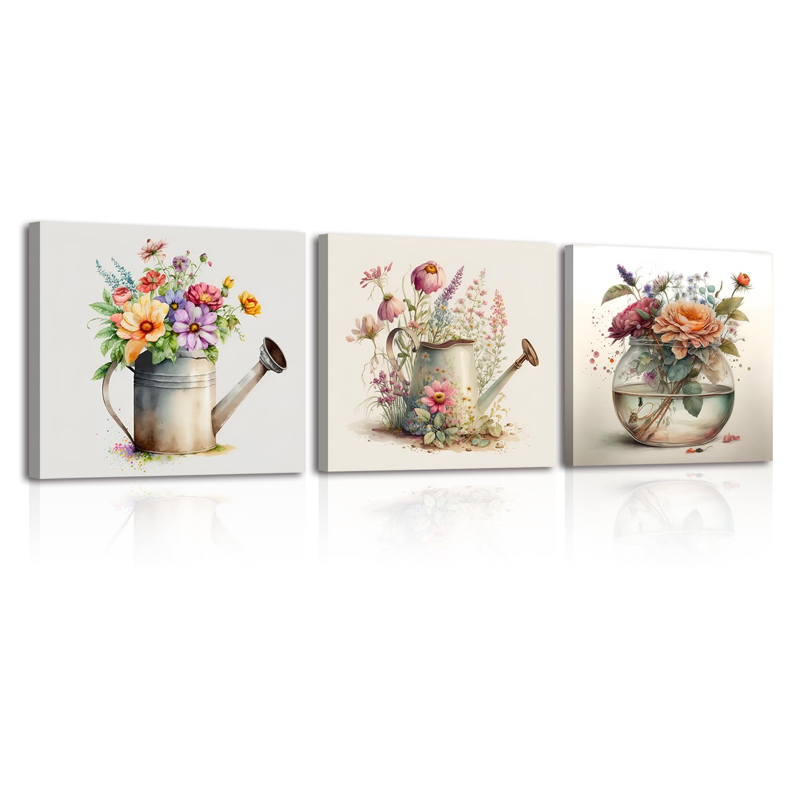 Piy Painting 3 piece Wall Art Retro Style Picture Art Prins with Inner Frame, Wall Decorations for Bathroom, Ready to Hang, 12x12inches