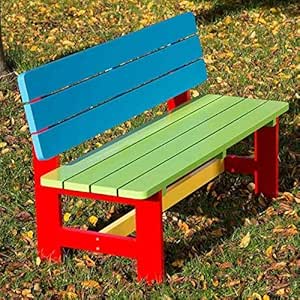 Banco de jardín de madera pintado para niños de 5 - 9 años - escuela